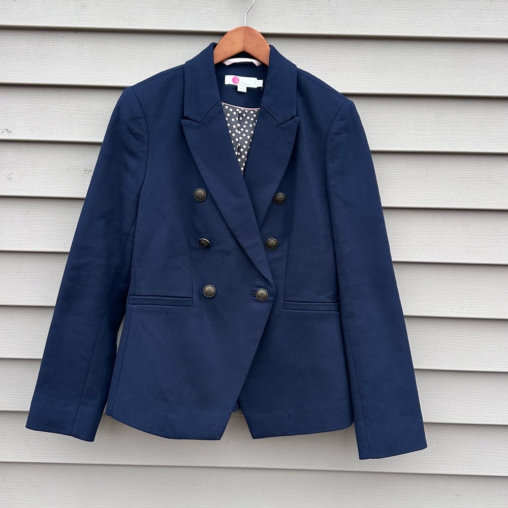Boden Double Breasted Blazer Jacket Women’s 8 Navy Blue